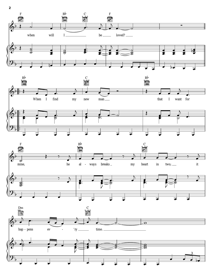 When Will I Be Loved Piano, Vocal, Guitar scores gallery preview page 2