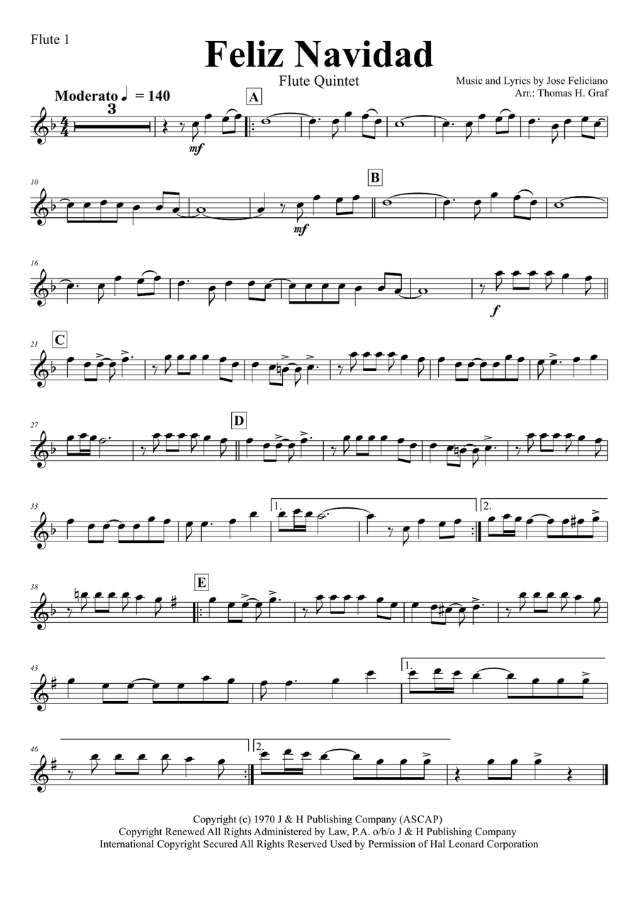 Feliz Navidad Woodwind Ensemble scores gallery preview page 3