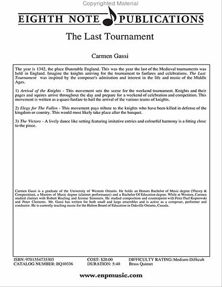 The Last Tournament Brass Quintet scores gallery preview page 2