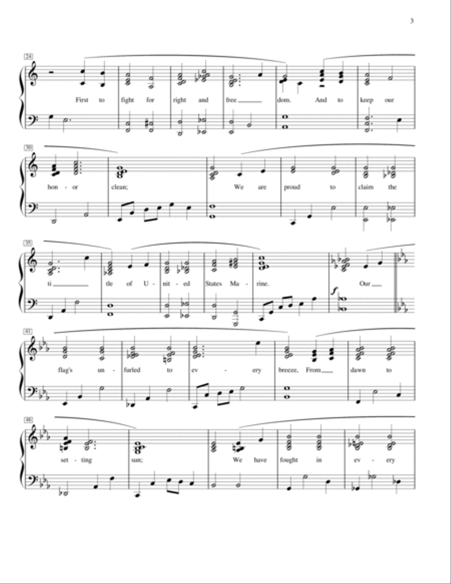 Marines' Hymn (From The Halls of Montezuma) Piano Method scores gallery preview page 3