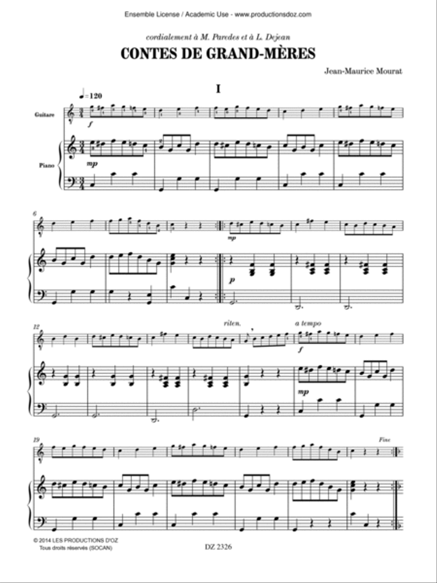 Contes de grand-mères Contes de grand-mères Classical Guitar scores gallery preview page 2
