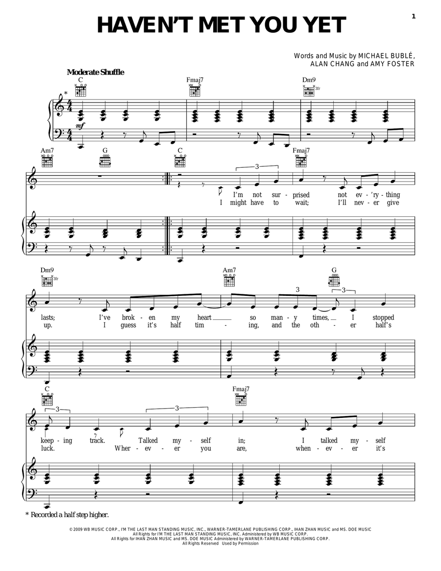 Haven't Met You Yet Haven't Met You Yet Piano, Vocal scores gallery preview page 1