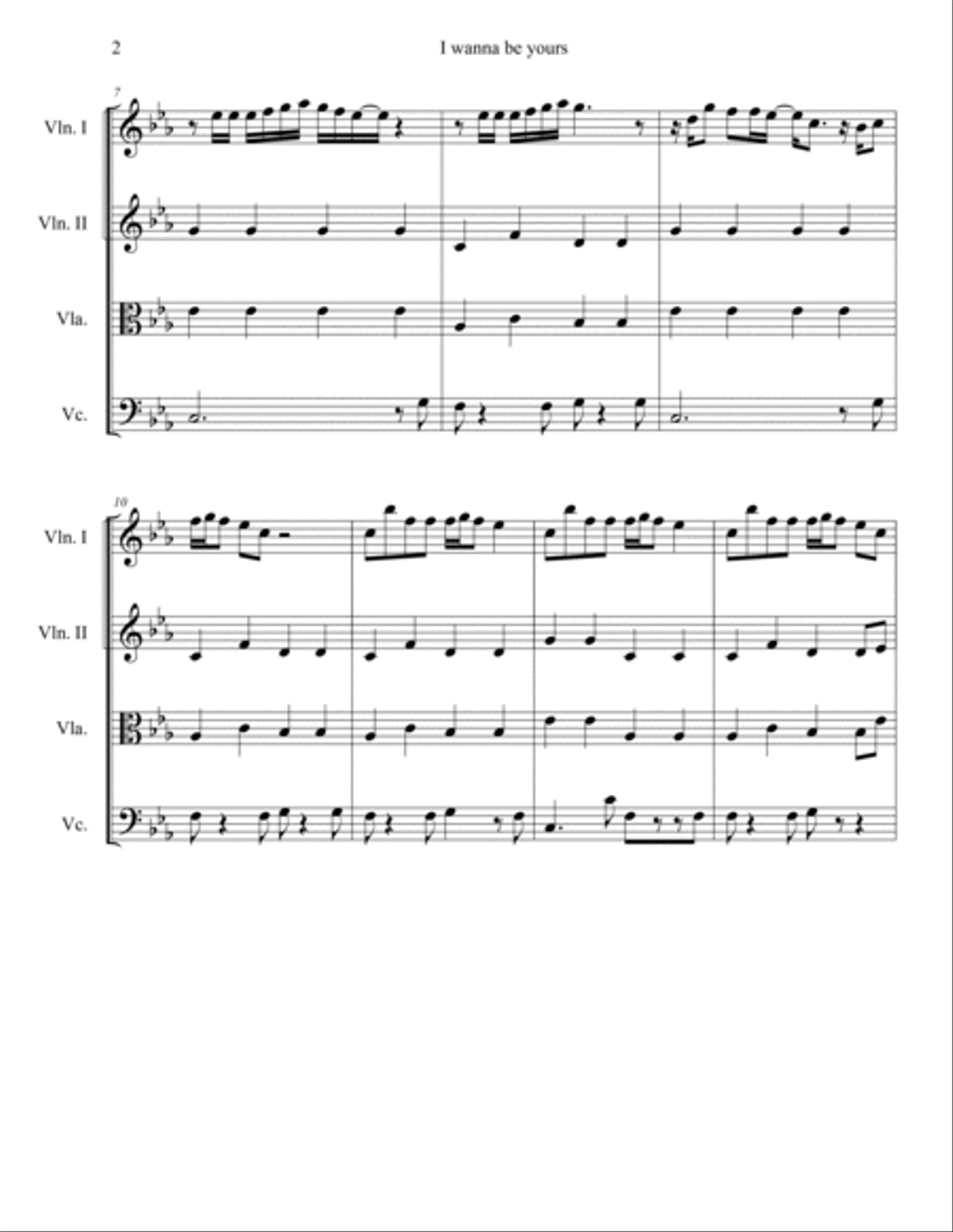 I Wanna Be Yours String Quartet scores gallery preview page 2