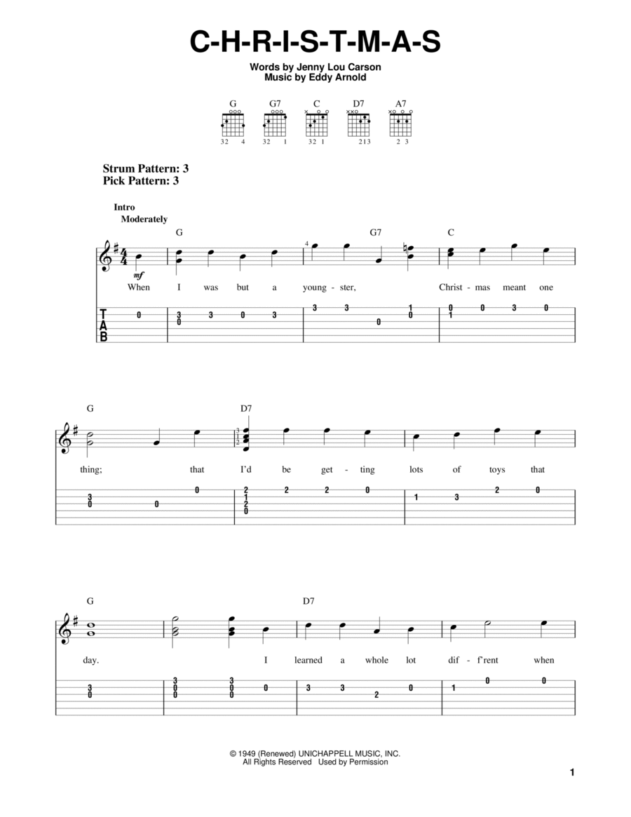 C-H-R-I-S-T-M-A-S C-H-R-I-S-T-M-A-S Guitar Tablature scores gallery preview page 1