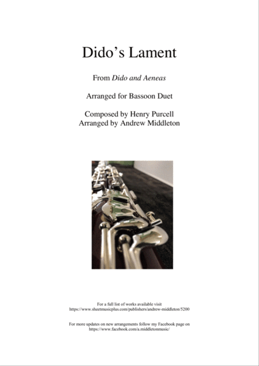 Dido's Lament arranged for Bassoon Duet Woodwind Duet scores gallery preview page 1
