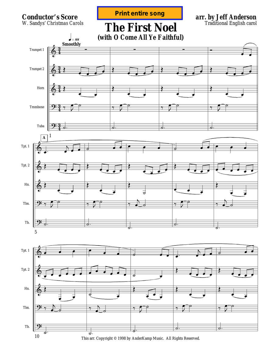 The First Noel for Brass Quintet Brass Quintet scores gallery preview page 1