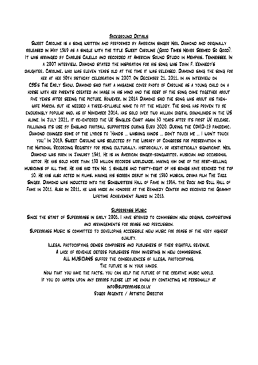 Sweet Caroline Euphonium scores gallery preview page 2