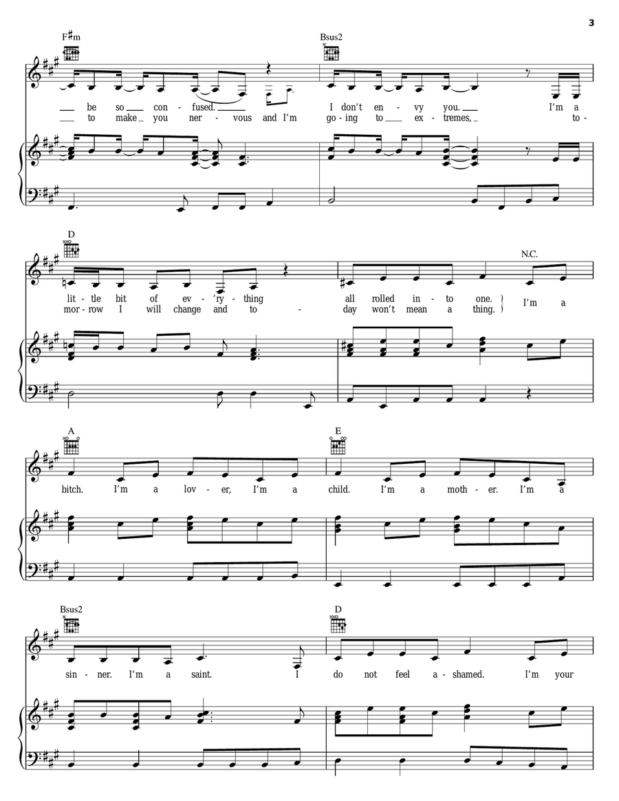 Bitch Piano, Vocal, Guitar scores gallery preview page 3