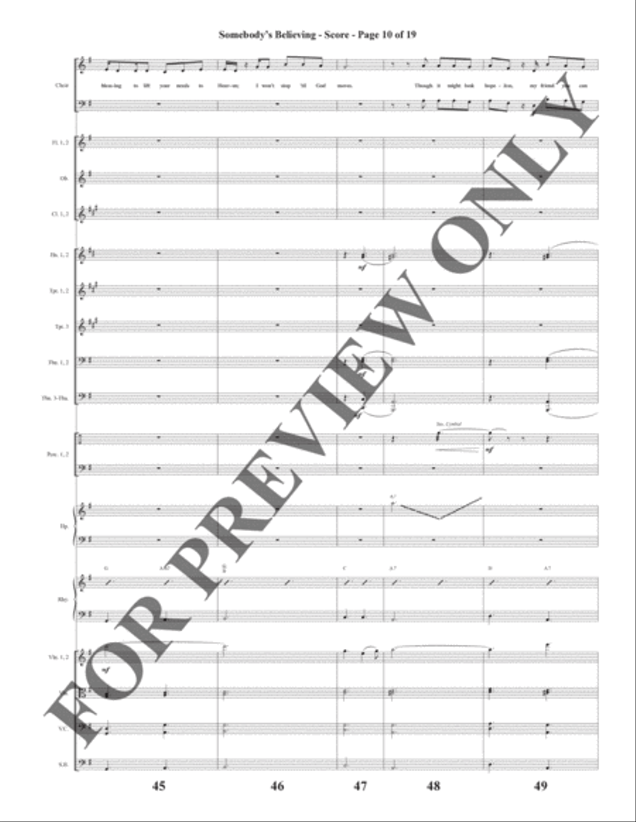 Somebody's Believing - Orchestration Choir scores gallery preview page 11