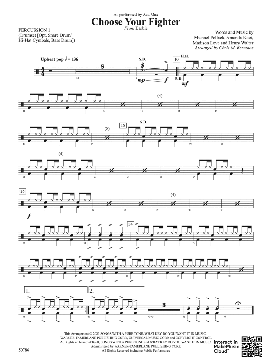 Choose Your Fighter: 1st Percussion Concert Band scores gallery preview page 1