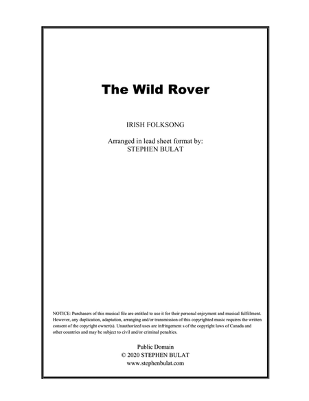 The Wild Rover (Irish Folk Song) - Lead sheet (key of E)