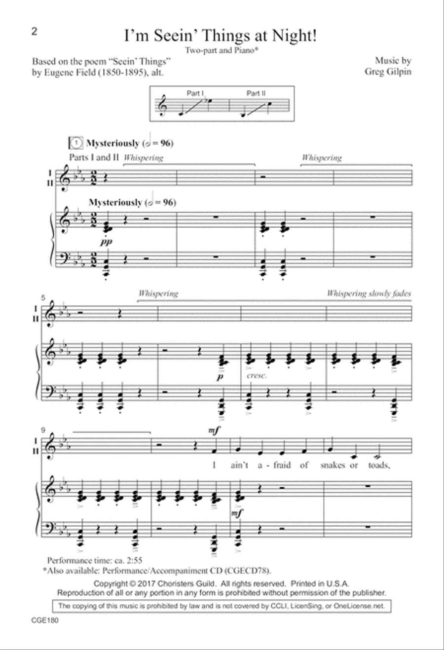 I'm Seein' Things at Night! Choir scores gallery preview page 2