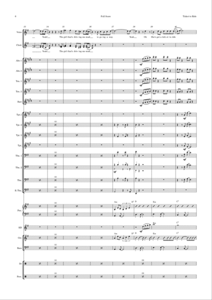 Ticket To Ride Jazz Ensemble scores gallery preview page 6