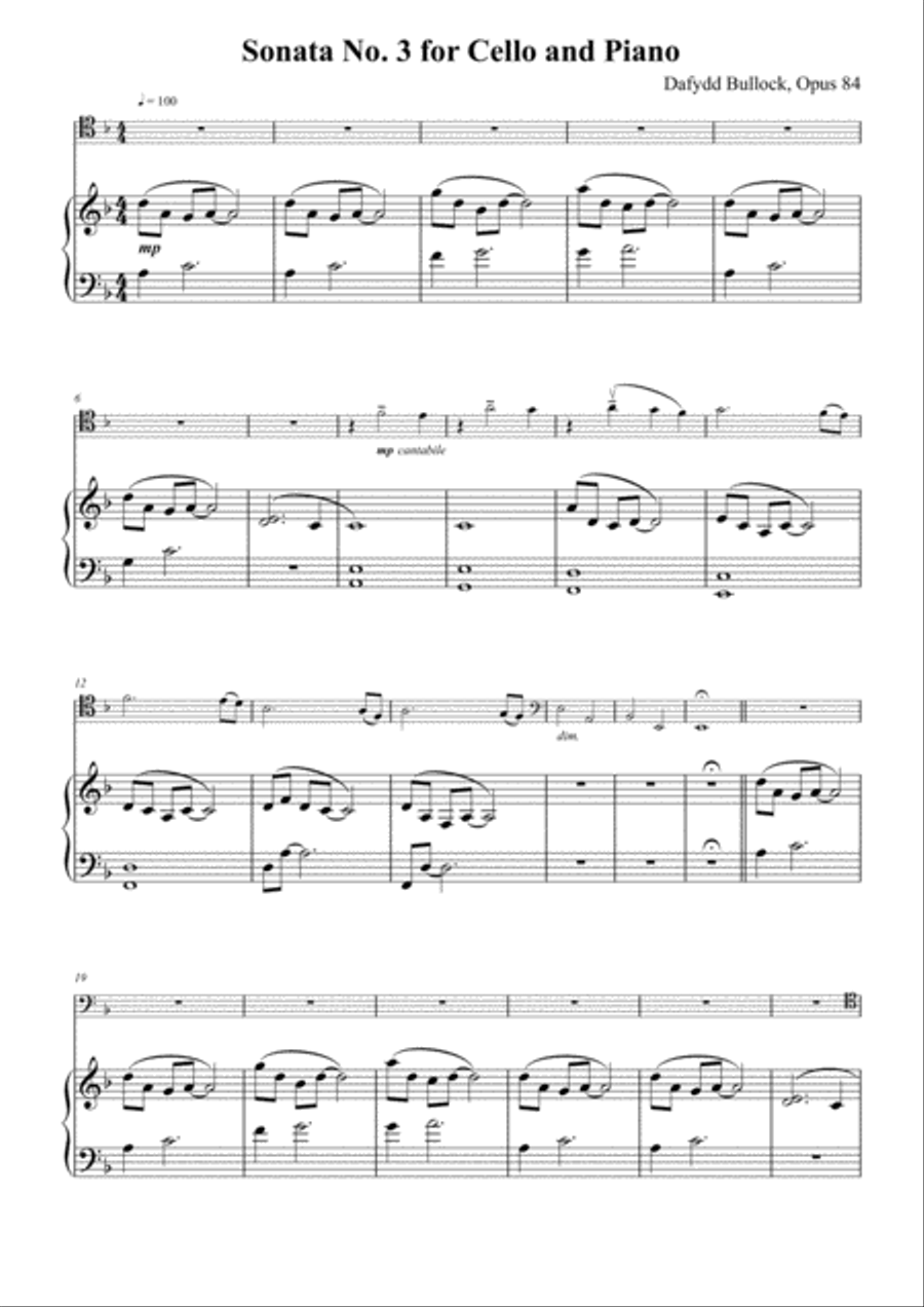 Sonata No. 3 for Cello and Piano, Opus 84 Piano Accompaniment scores gallery preview page 1