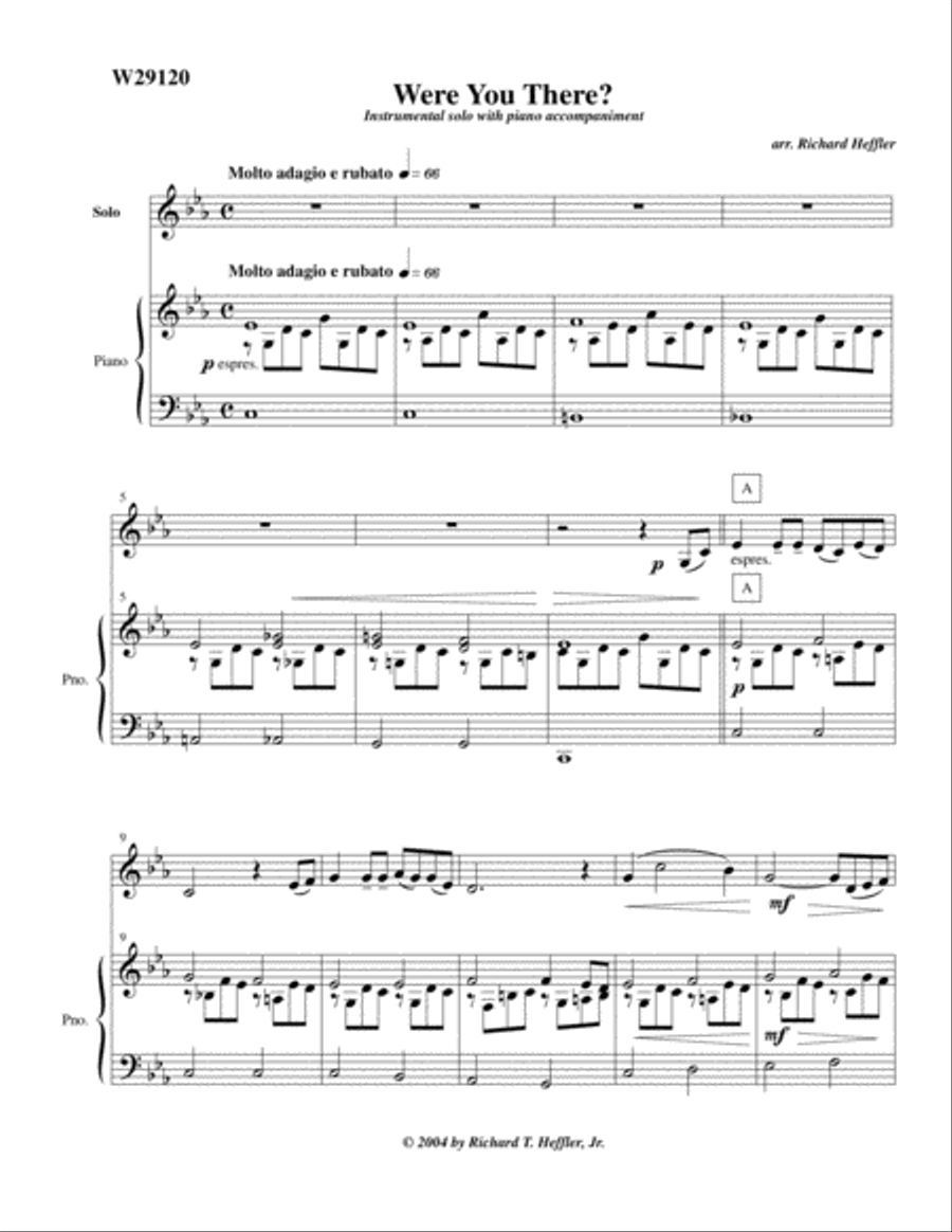 Were You There Bass Clarinet scores gallery preview page 1