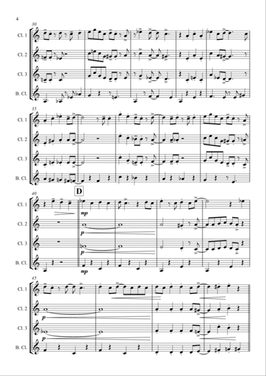 Friend Like Me Clarinet Quartet scores gallery preview page 4