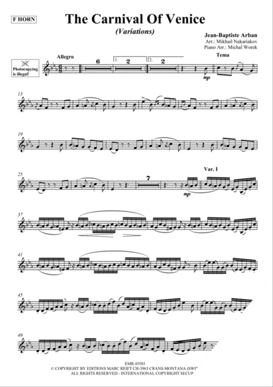The Carnival Of Venice The Carnival Of Venice Horn scores gallery preview page 3