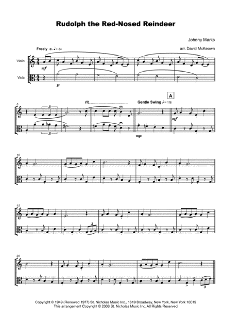 Rudolph The Red-nosed Reindeer String Duet scores gallery preview page 2