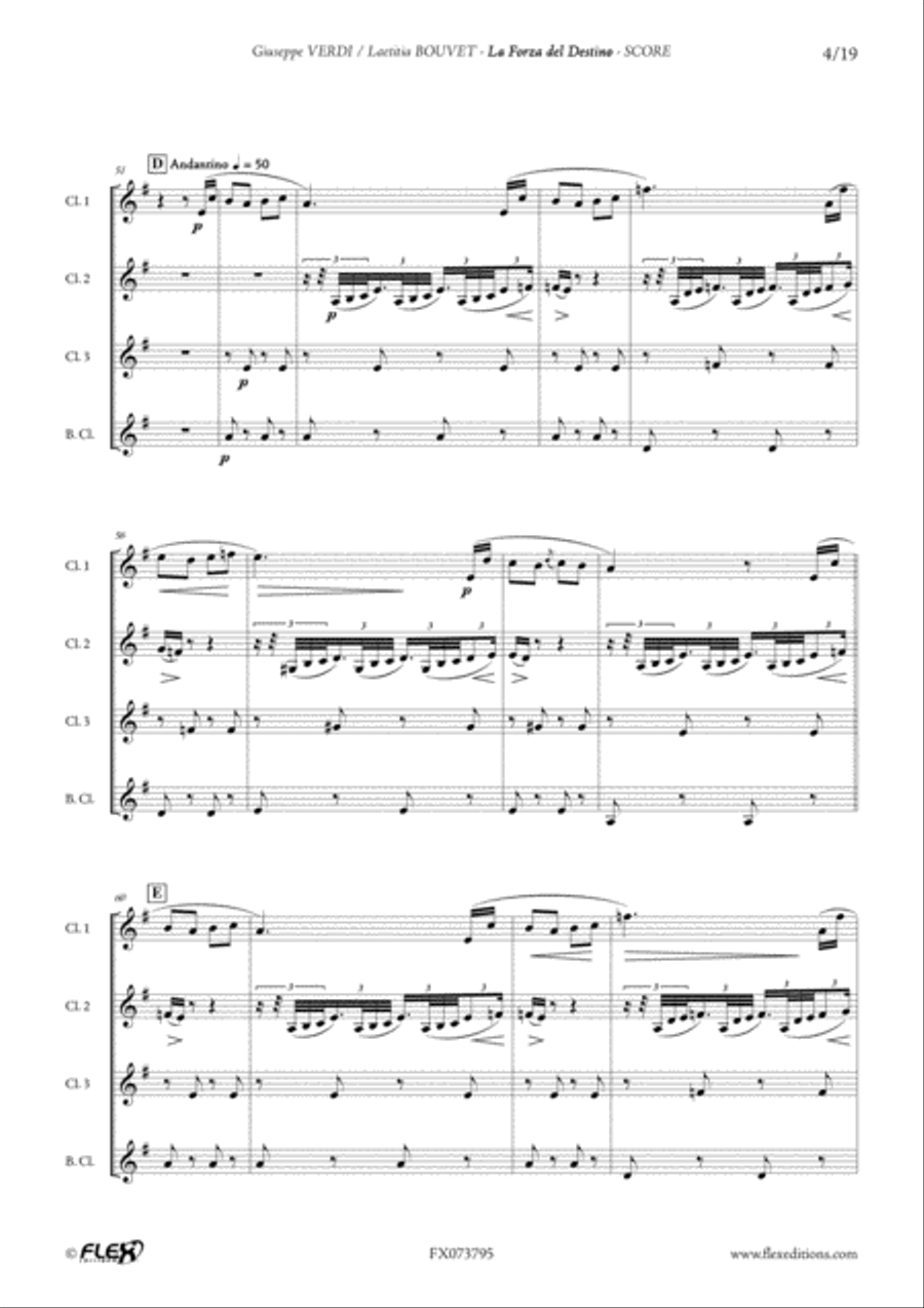 La Forza del Destino Clarinet Quartet scores gallery preview page 4