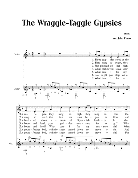 The Wraggle-Taggle Gypsies for voice and classical guitar