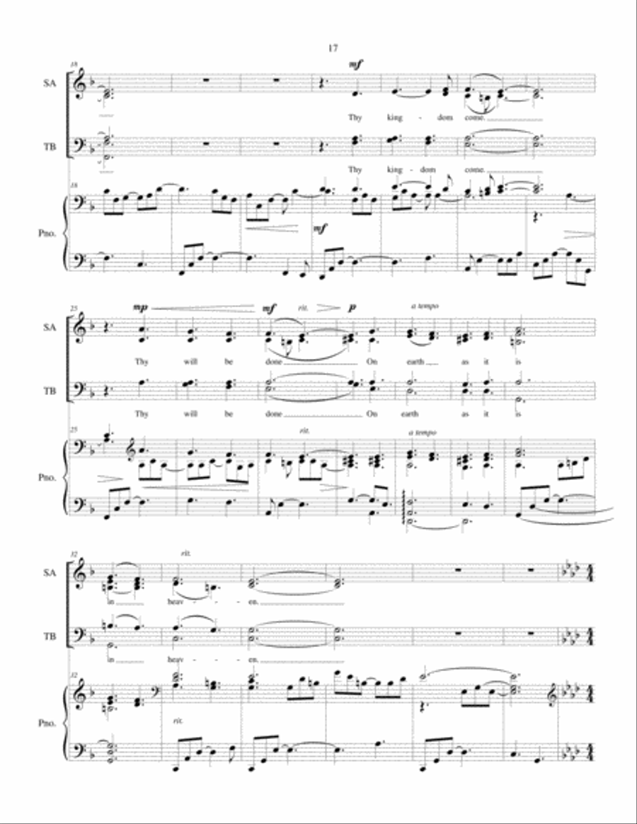 The Lord's Prayer - text from Matthew 6:9-13 - SATB Choir with piano accompaniment 4-Part scores gallery preview page 3