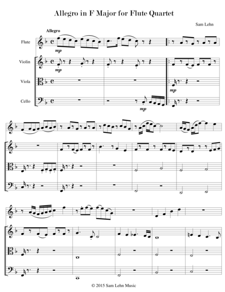 Allegro in F Major for Flute Quartet