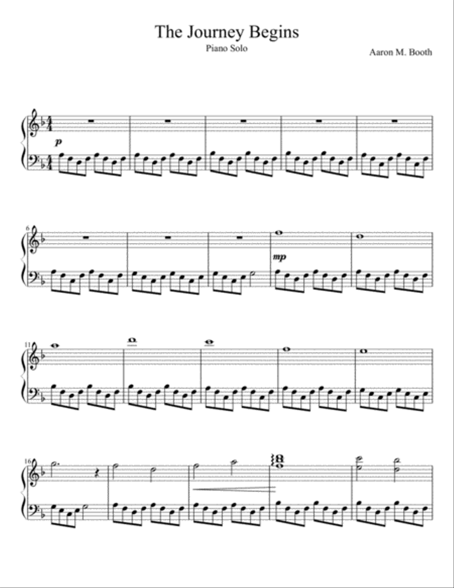 The Journey Begins Piano Solo scores gallery preview page 1