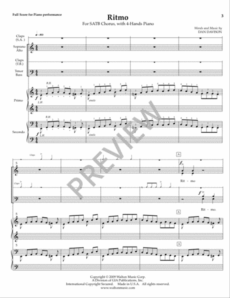 Ritmo (SATB Piano Score) Ritmo (SATB Piano Score) 4-Part scores gallery preview page 2