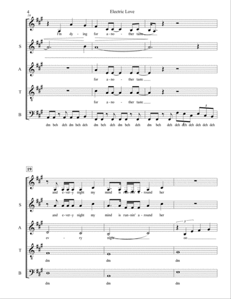Electric Love 4 Part Digital Sheet Music Sheet Music Plus