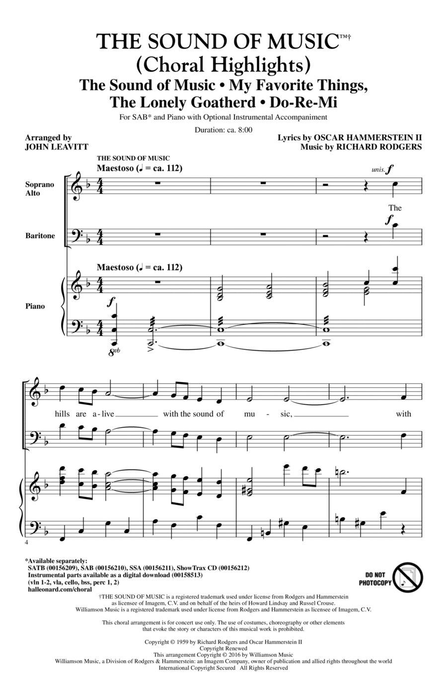 The Sound Of Music (Choral Highlights) (arr. John Leavitt) 3-Part scores gallery preview page 1