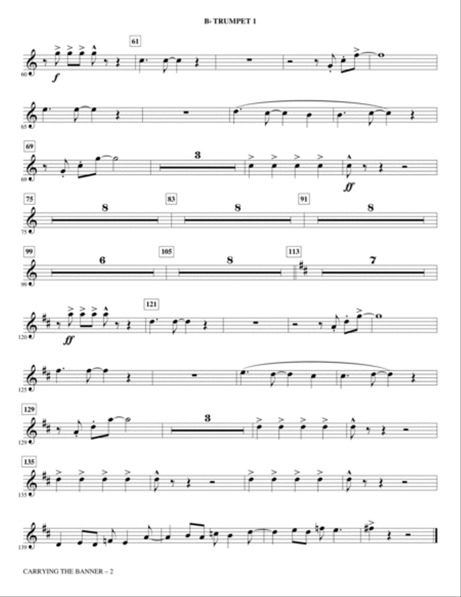 Carrying The Banner (from Newsies) (arr. Roger Emerson) - Bb Trumpet 1 Choir scores gallery preview page 2