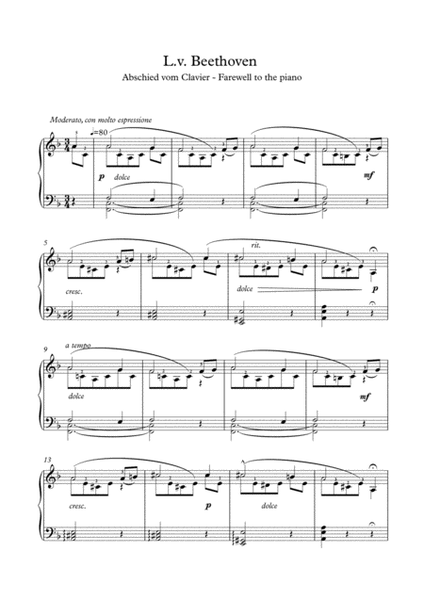 Beethoven Farewell to the piano easy piano solo image number null