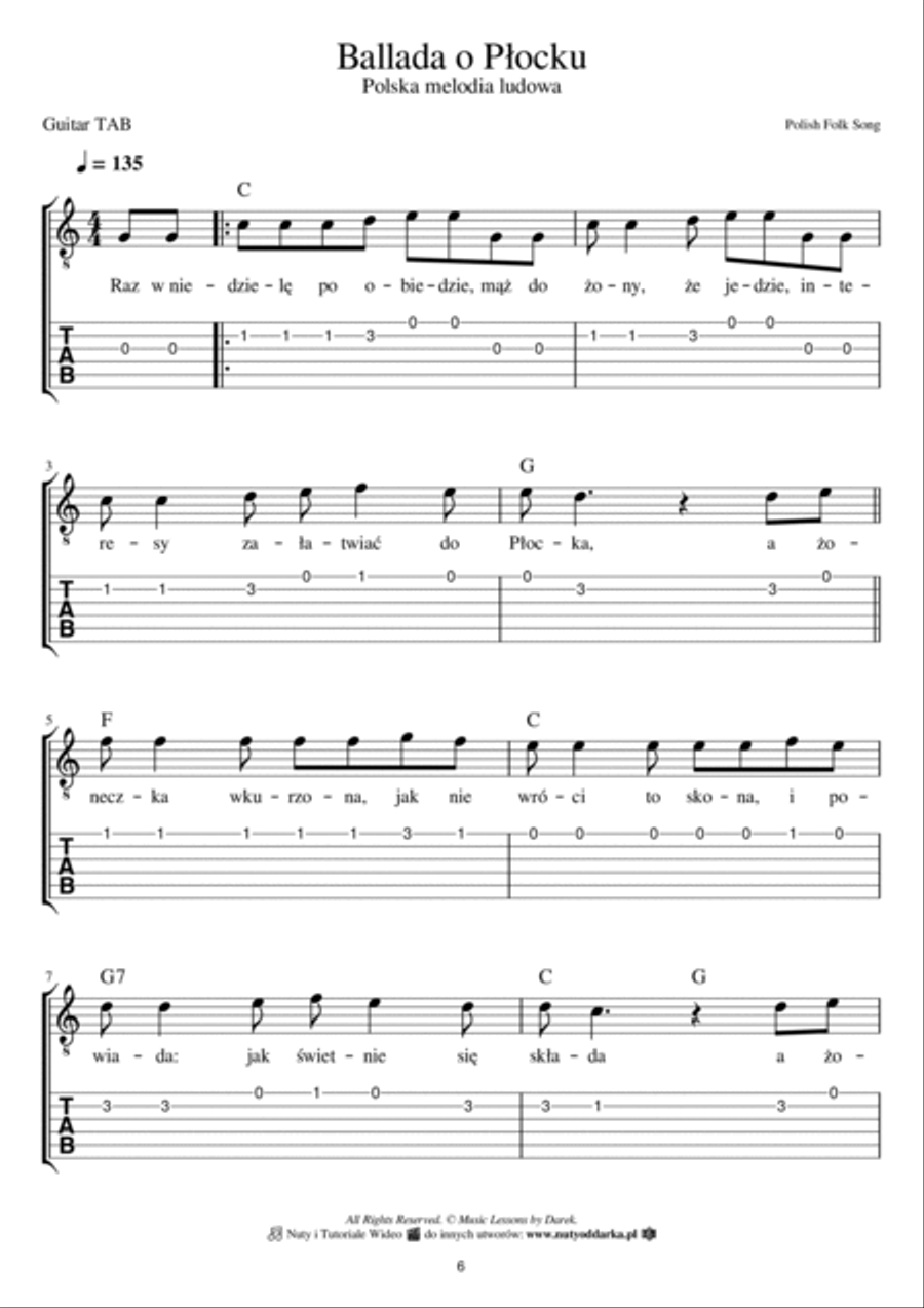 Polish Folk Sheet Music Collection 24 Songs GUITAR TAB