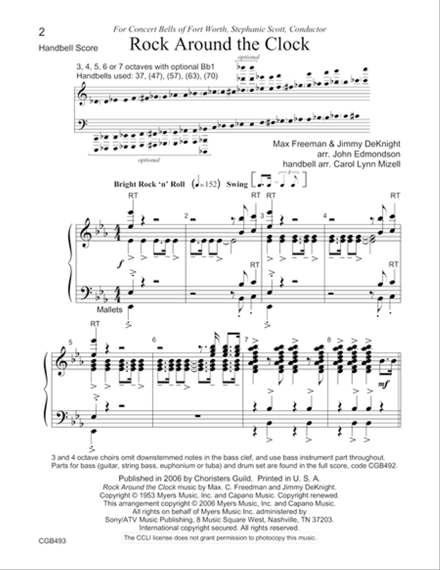 Rock Around the Clock Handbell Choir scores gallery preview page 2