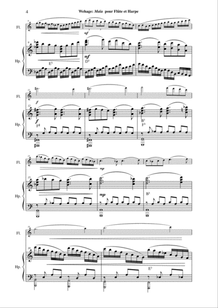 Paul Wehage: Maïa for flute and harp Flute scores gallery preview page 4