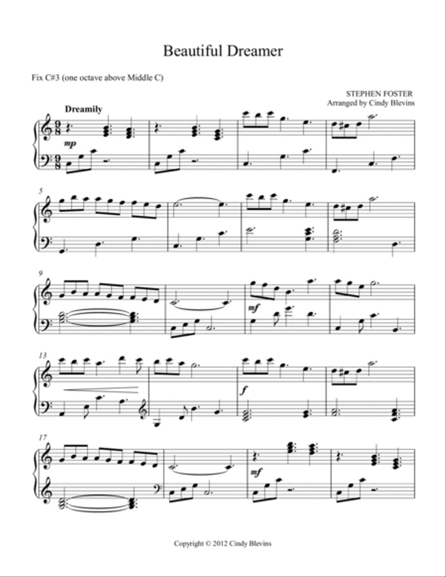 Beautiful Dreamer, for Lever or Pedal Harp Beautiful Dreamer, for Lever or Pedal Harp Pedal Harp scores gallery preview page 2