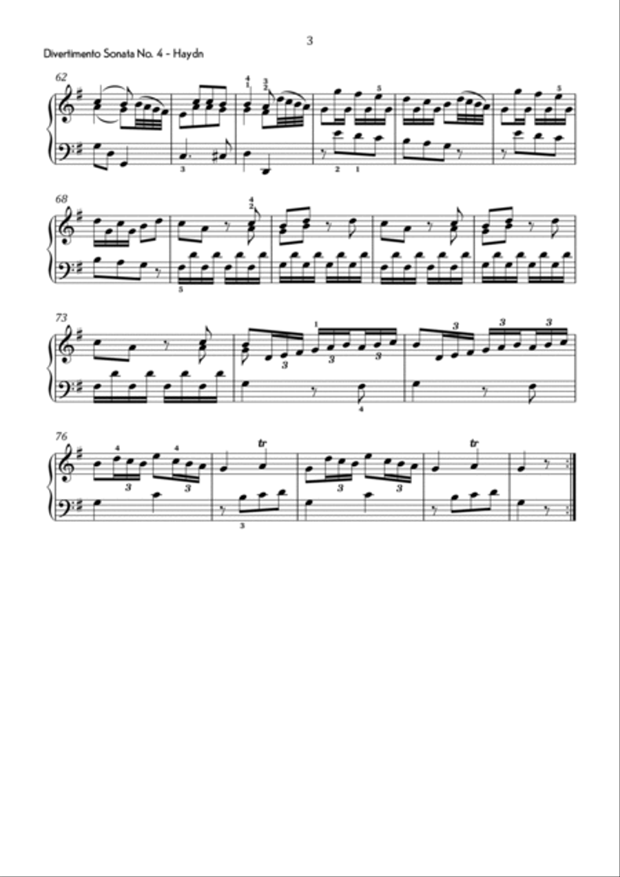 Haydn - Divertimento Sonata No. 4 in G Major - Intermediate Chamber Music scores gallery preview page 4