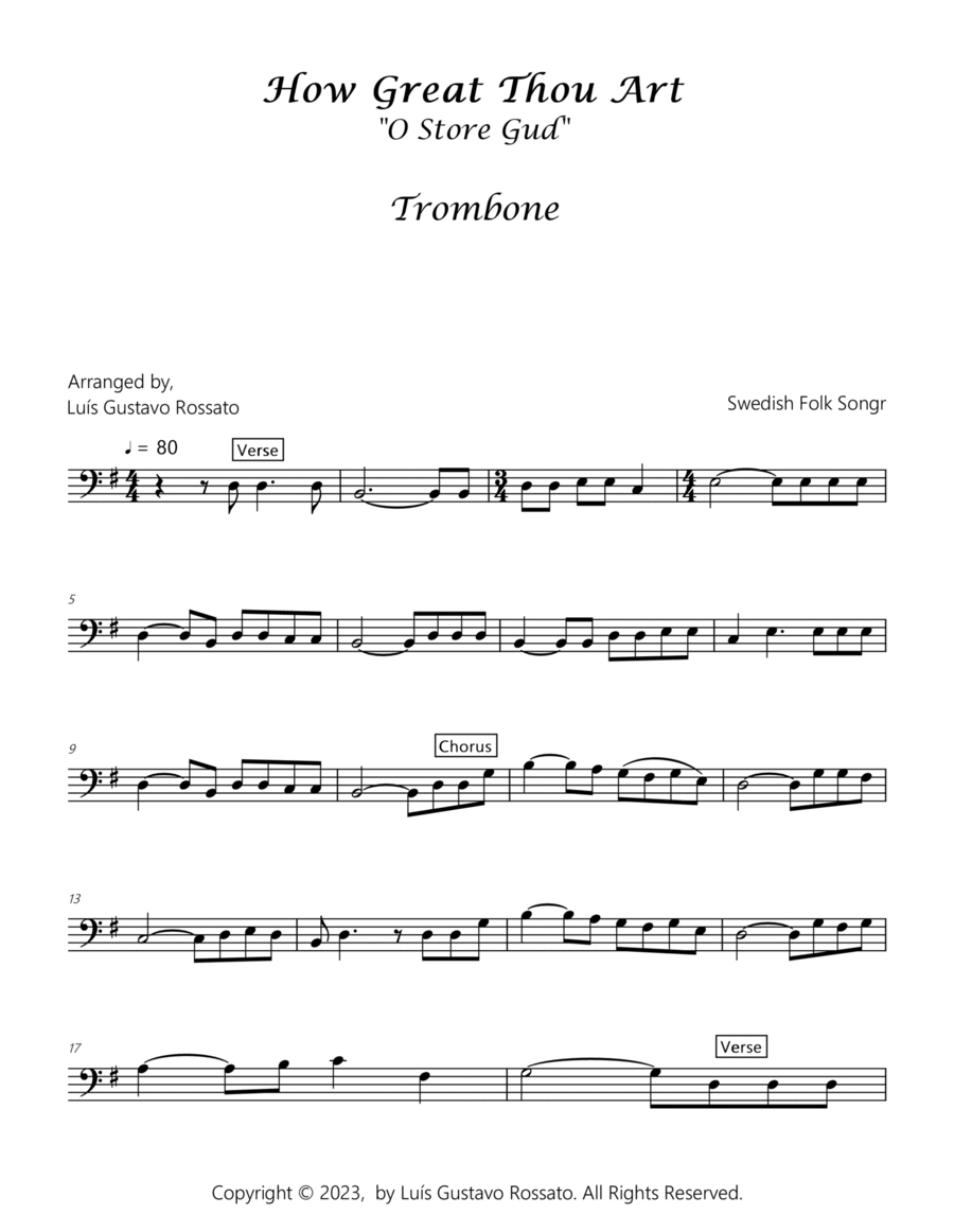 How Great Thou Art (O Store Gud) - Trombone