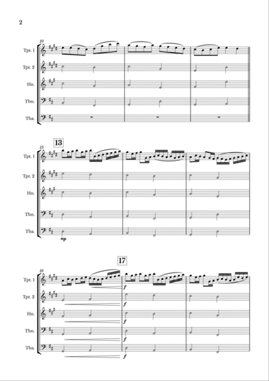 Canon in D for Brass Quintet Brass Quintet scores gallery preview page 2