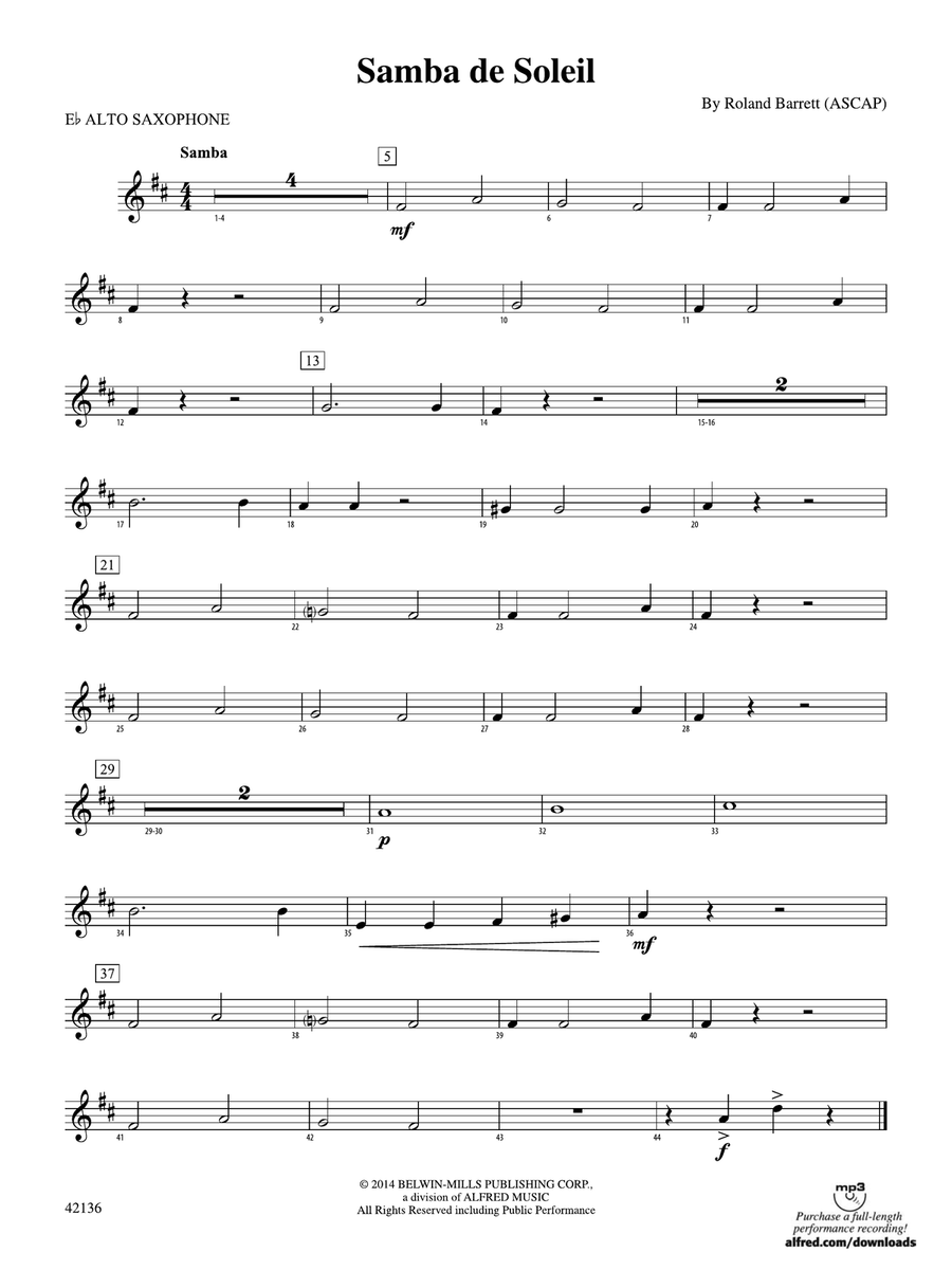 Samba de Soleil: E-flat Alto Saxophone