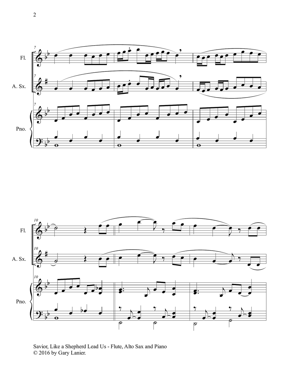 SAVIOR, LIKE A SHEPHERD LEAD US (Trio – Flute, Alto Sax & Piano with Parts) Woodwind Duet scores gallery preview page 3
