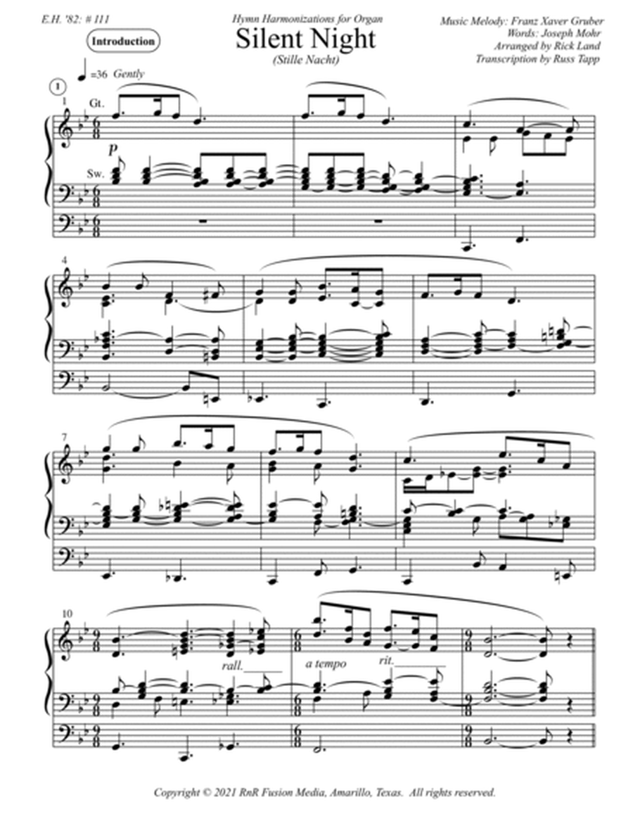 Silent Night - Christmas Hymn Harmonization for Organ image number null
