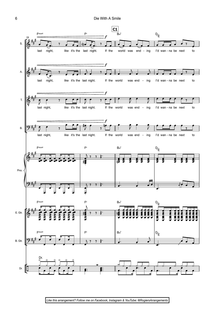 Die With A Smile 4-Part scores gallery preview page 6