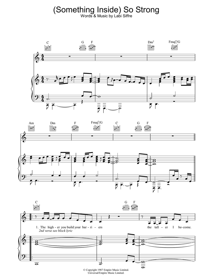 (Something Inside) So Strong Piano, Vocal, Guitar scores gallery preview page 1