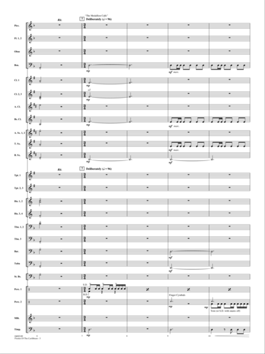 Pirates Of The Caribbean (Symphonic Suite) (arr. John Wasson) - Full Score Concert Band scores gallery preview page 3