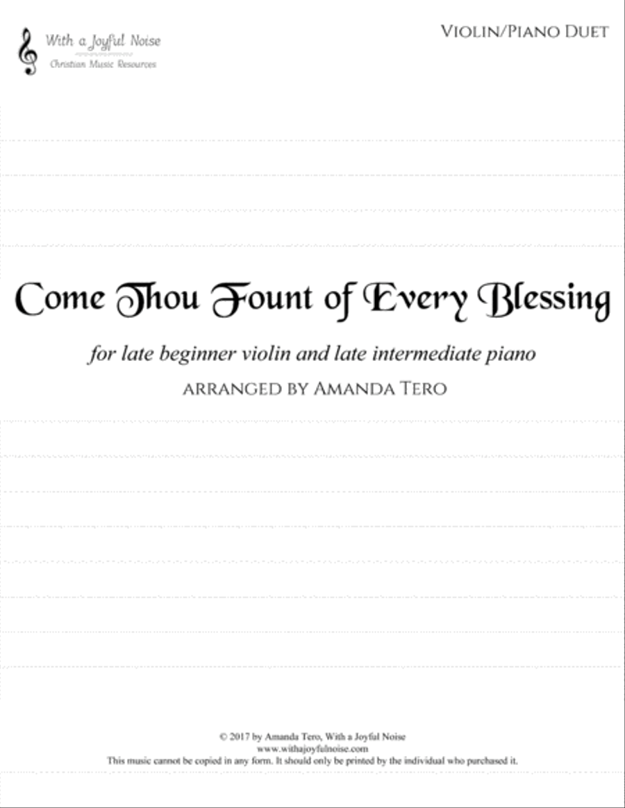 Come Thou Fount of Every Blessing Violin Solo scores gallery preview page 2