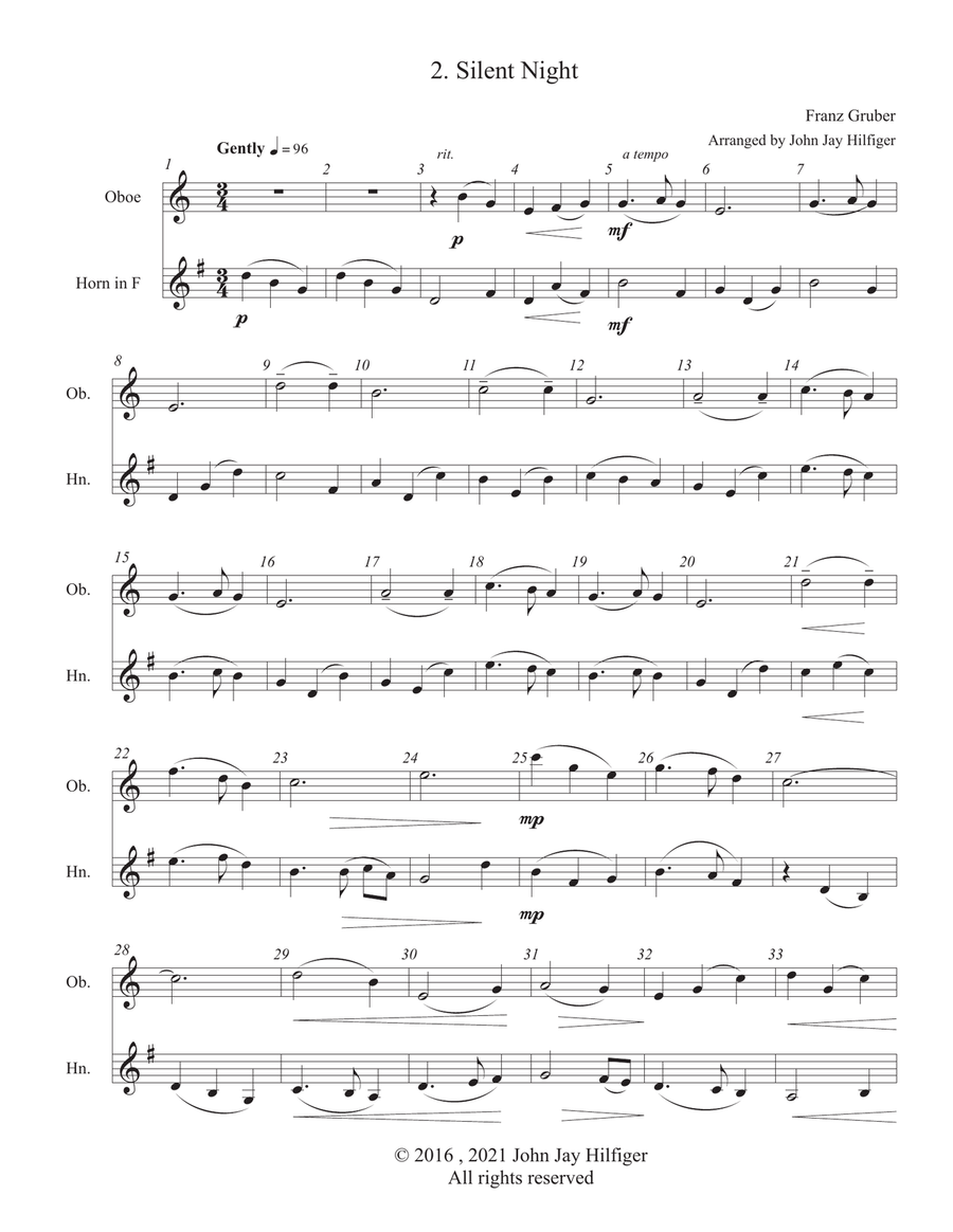 Three Christmas Duos for Oboe and French Horn Woodwind Duet scores gallery preview page 5
