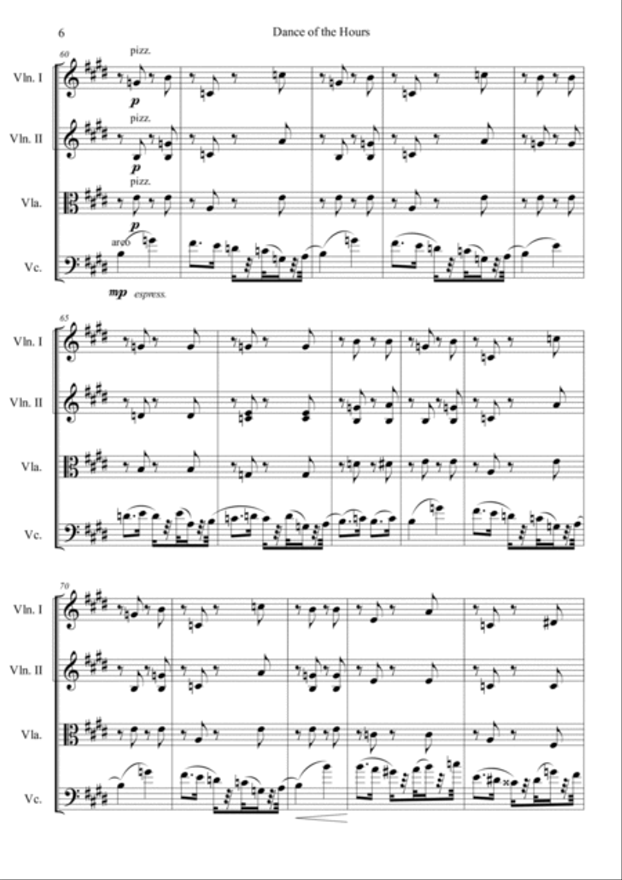 Dance of the Hours String Quartet scores gallery preview page 6