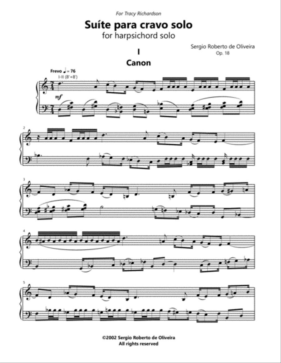 Suite para cravo solo Harpsichord scores gallery preview page 4