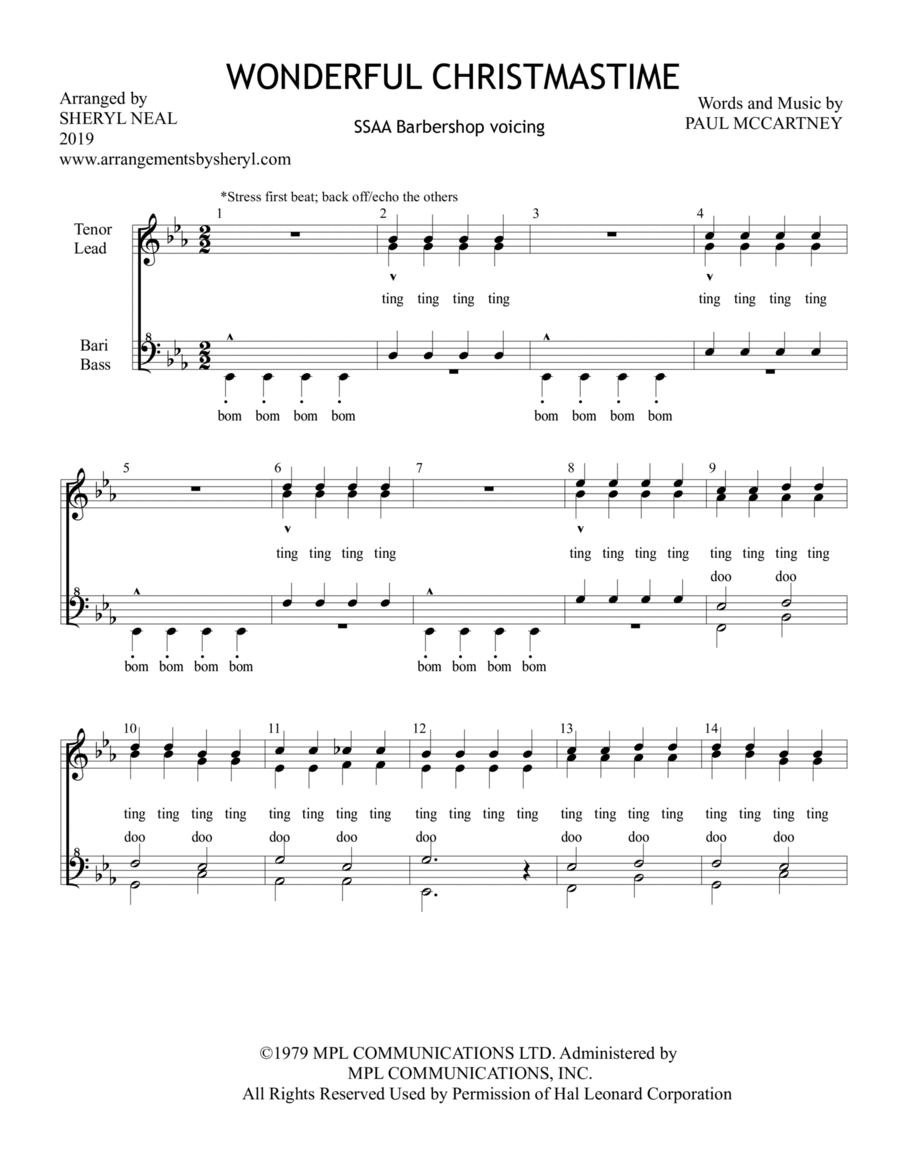 Wonderful Christmastime SSAA scores gallery preview page 1